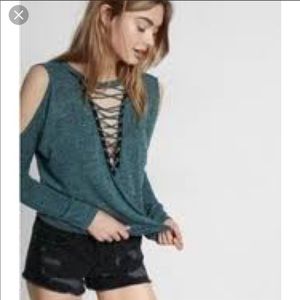 Express v neck cut out long sleeve shirt